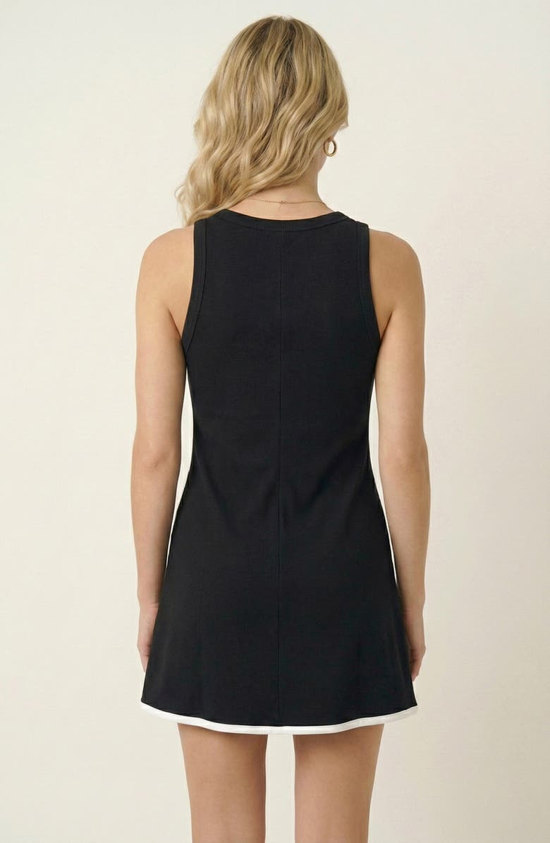 Modenaire Sleeveless Contrast Trim Mini Dress, Alternate, color, Black