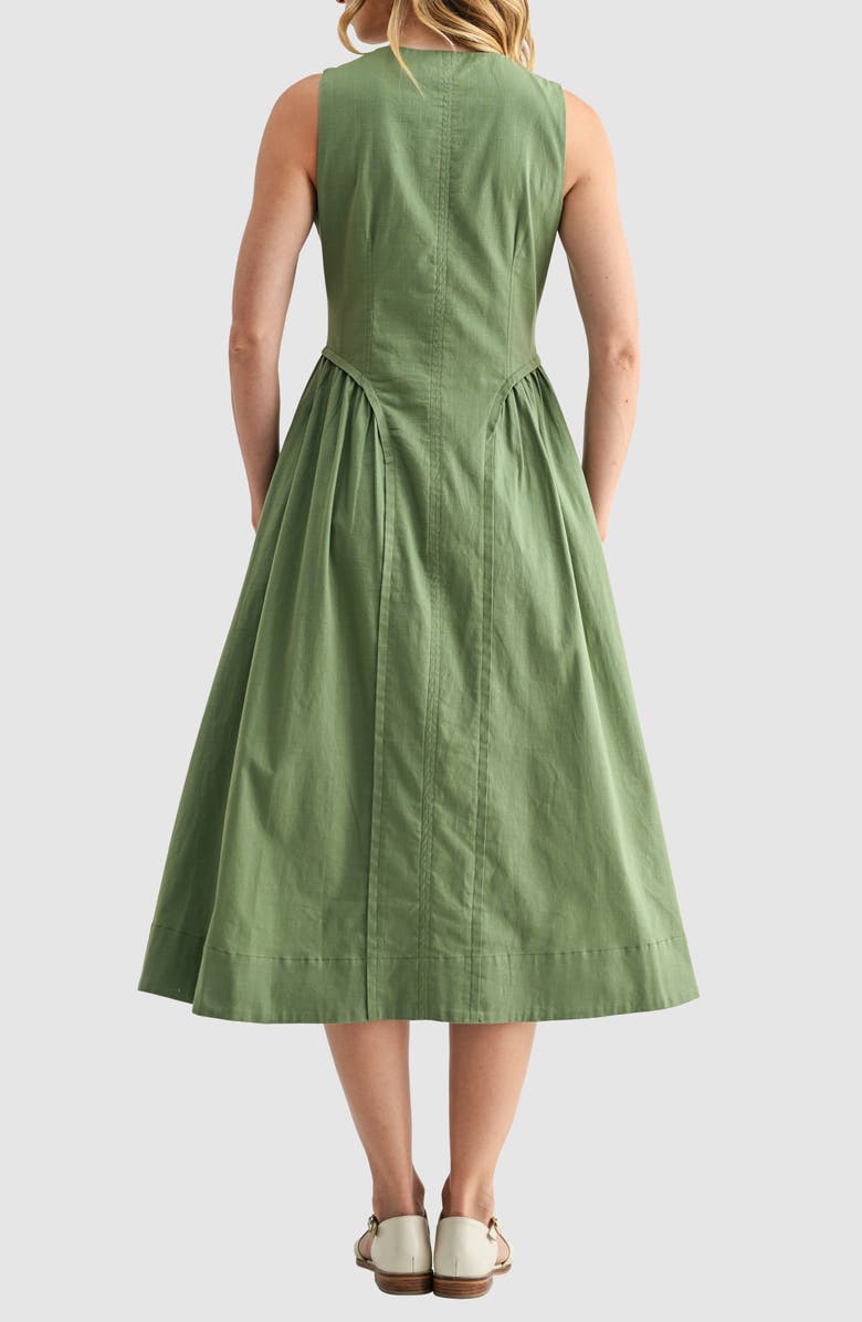 Mila Mae Front Zip Sleeveless Fit & Flare Midi Dress, Alternate, color, Sage