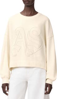 AllSaints Lila Embroidered Oversize Cotton Sweatshirt