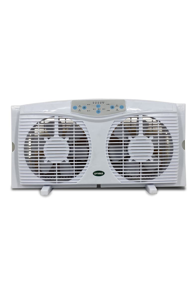 8 in. Electric Reversible Twin Window Fan with Thermostat & LED, Main, color, White