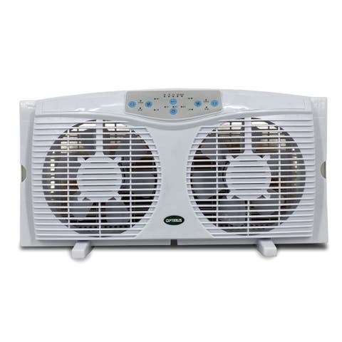 8 in. Electric Reversible Twin Window Fan with Thermostat & LED