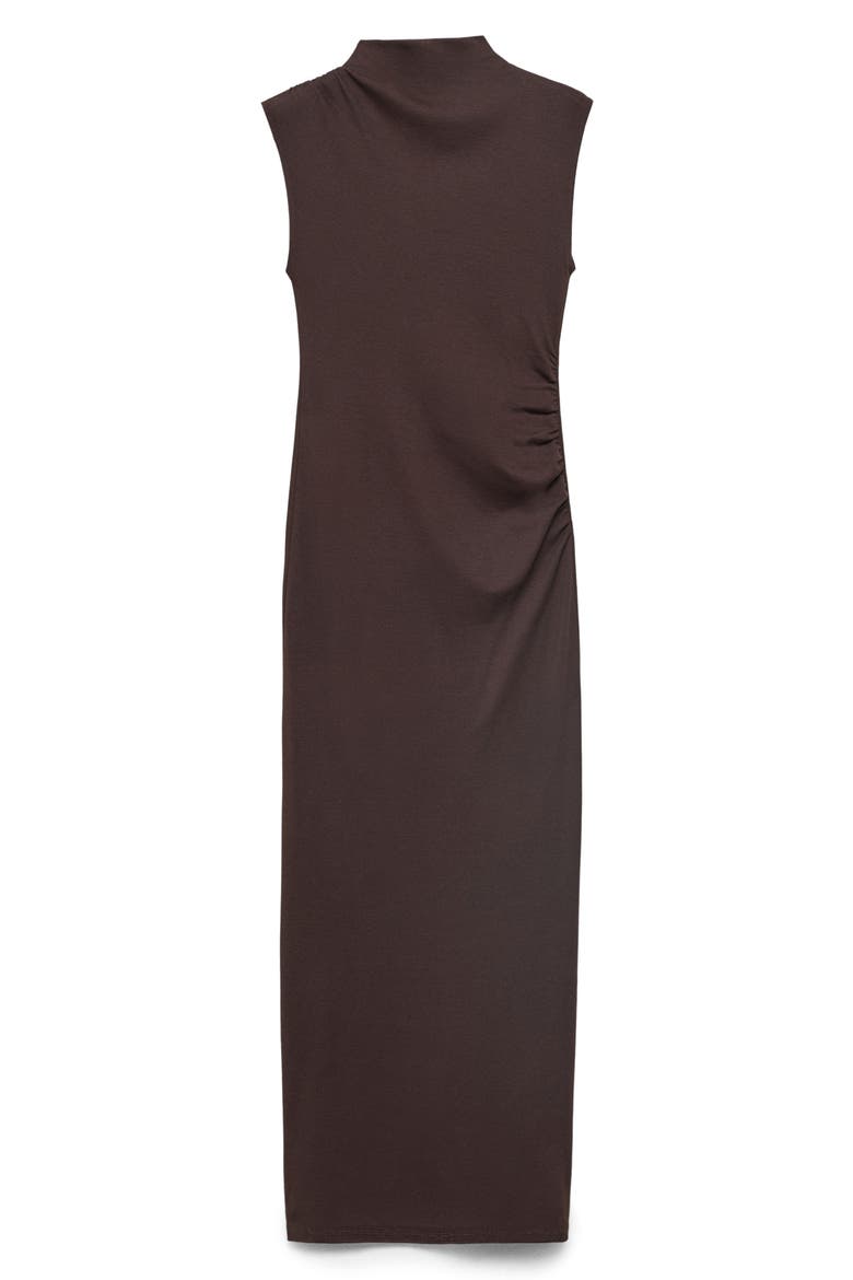 Curra Ruched Sleeveless Column Dress, Alternate, color, BROWN