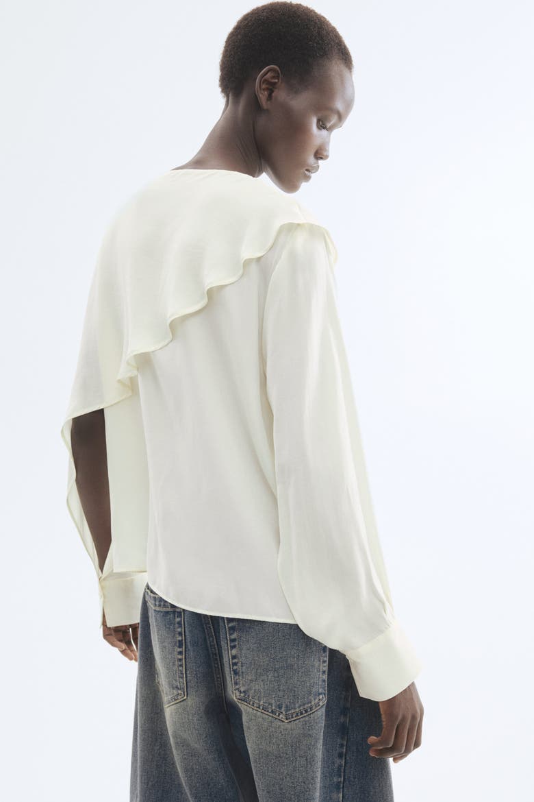 Cape-detail Blouse, Alternate, color, Cream