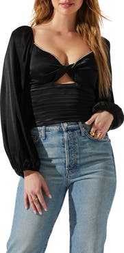 ASTR the Label Yamuna Crystal Trim Top