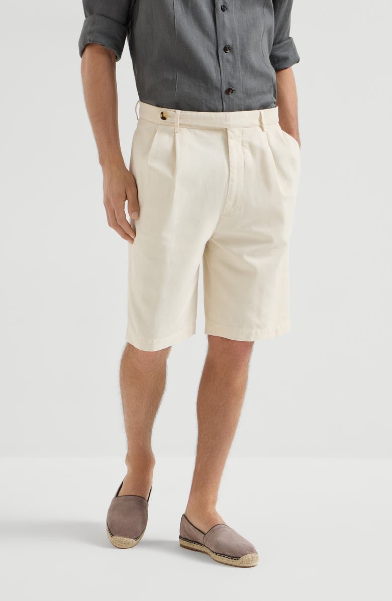 Brunello Cucinelli Bermuda shorts with pleats, Alternate, color, Off-White