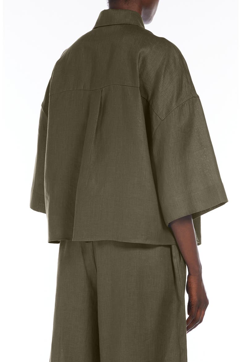 Mirano Linen Button-Up Shirt, Alternate, color, DARK GREEN