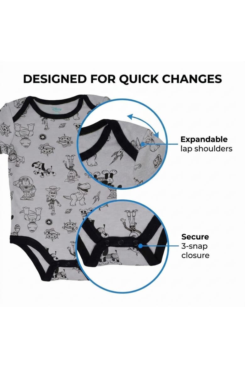 Pixar Boys' 5-Pack Short Sleeve Bodysuits, Alternate, color, Toy Story Blue Red