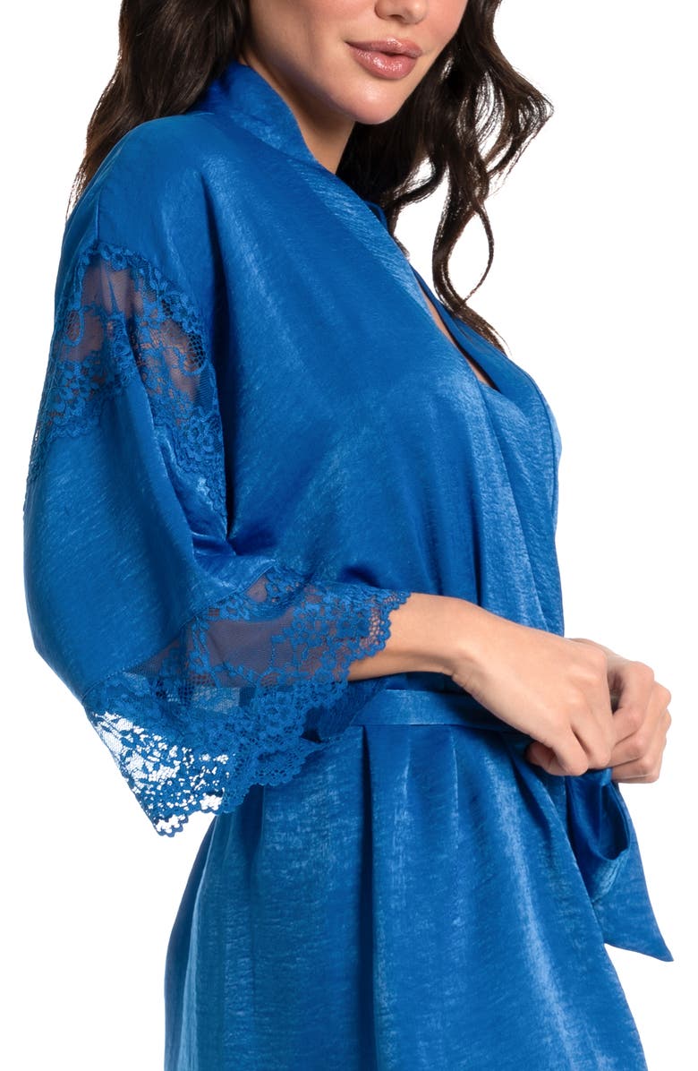 In Bloom by Jonquil Lace Trim Satin Wrap, Alternate, color, True Blue
