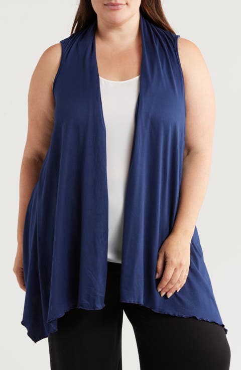 Open Front Sidetail Stretch Vest (Plus)