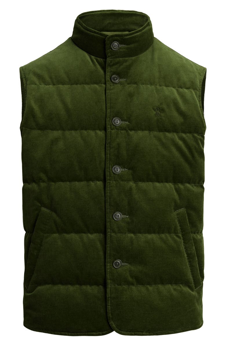 Polo Ralph Lauren 12 Wale Corduroy Down Puffer Vest, Alternate, color, Country Olive X