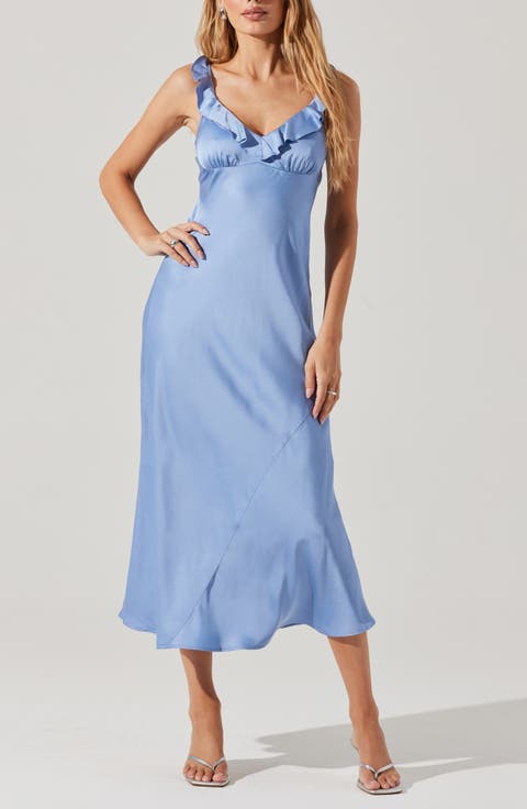 Zoie Ruffle Neck Satin Slipdress