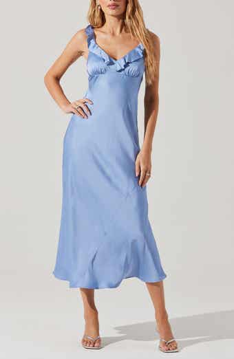 ASTR the Label Zoie Ruffle Neck Satin Slipdress