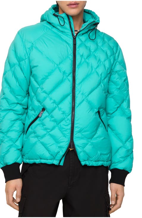 Check-stitch Nylon Doversgreen Puffer Jacket