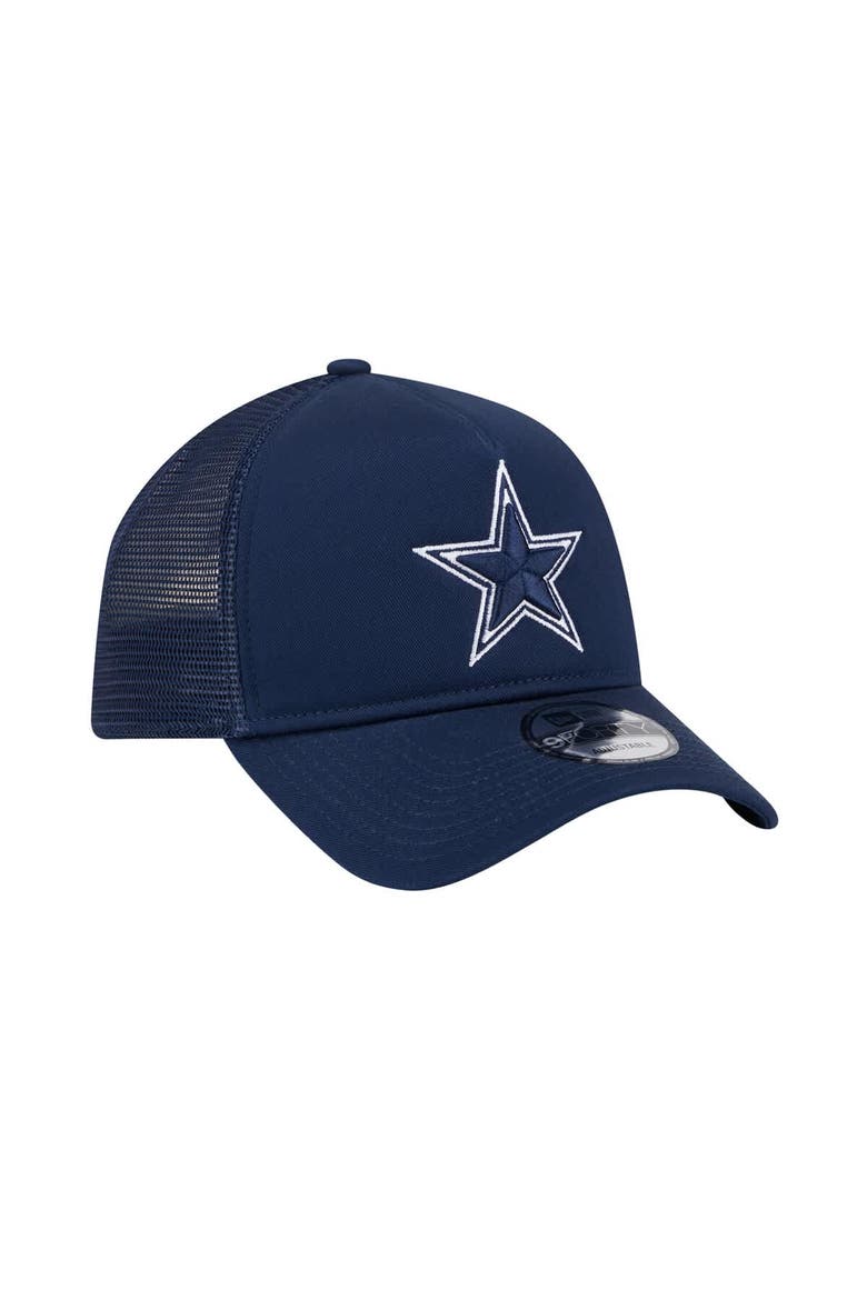 Men's New Era  Navy Dallas Cowboys Main A-Frame Trucker 9FORTY Adjustable Hat, Alternate, color, Navy