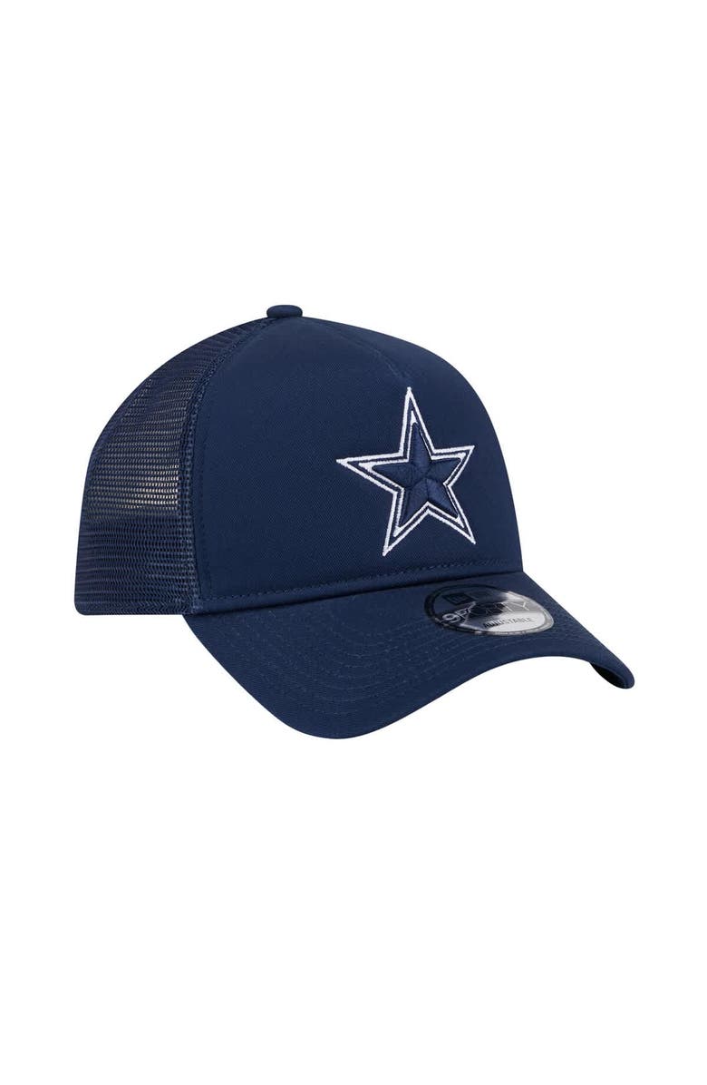 New Era Men's New Era Navy Dallas Cowboys Main A-Frame Trucker 9FORTY Adjustable Hat, Alternate, color, Navy