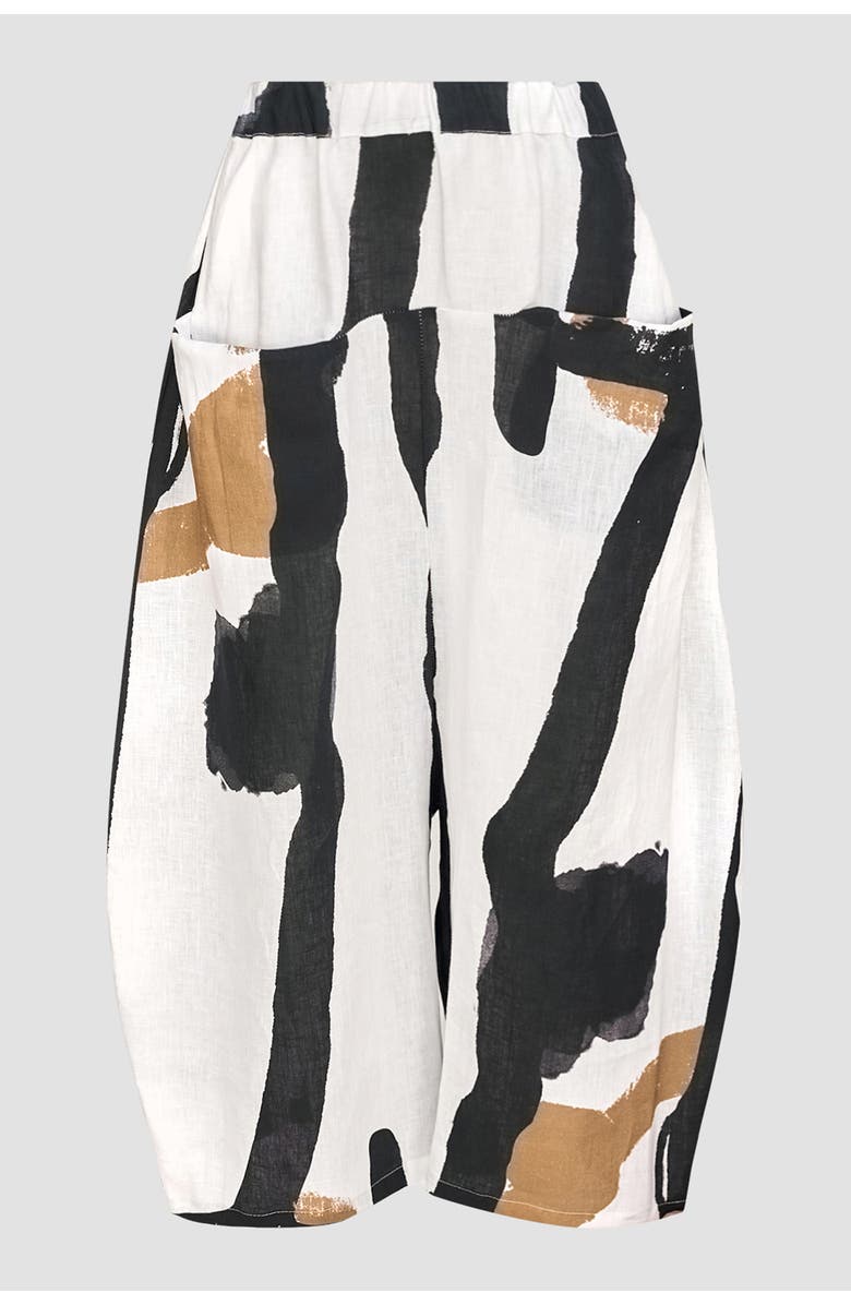 Alembika Zebra printed cropped oval silhouette pants in linen, Alternate, color, 