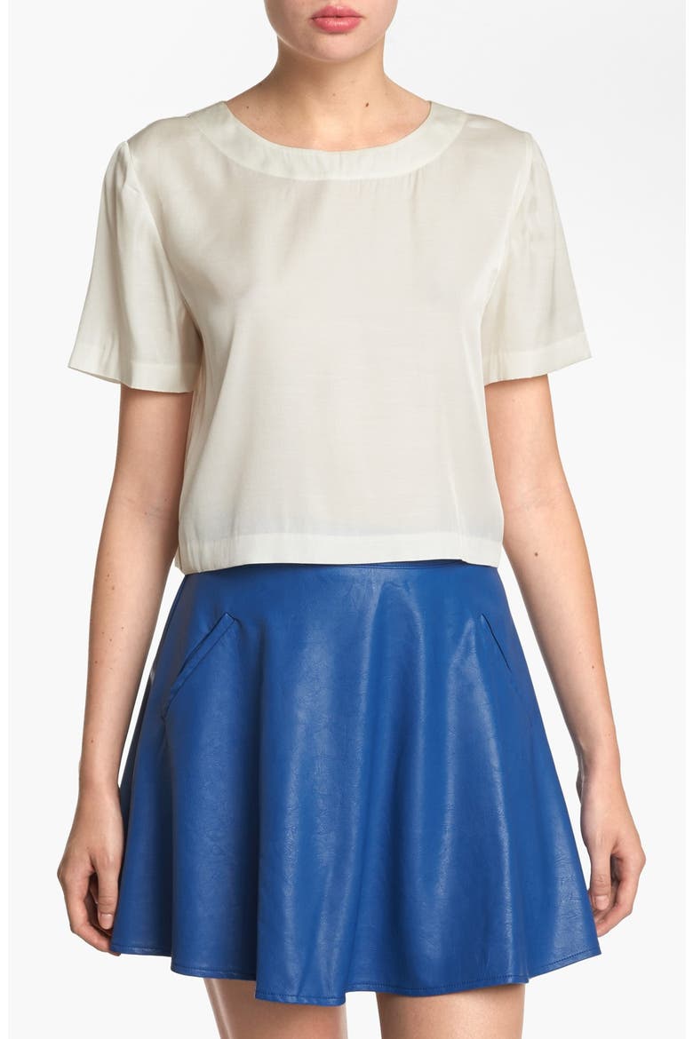 Woven Crop Tee, Main, color, WHITE- STAR