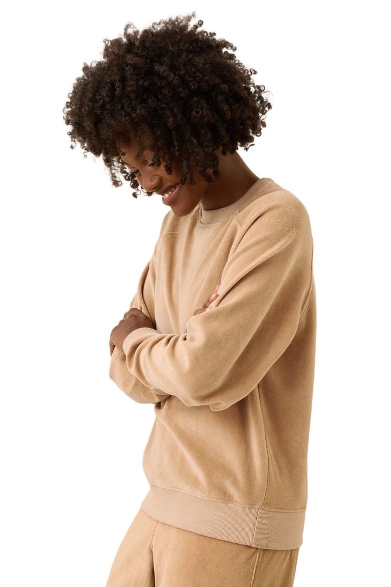 Pure Velour Crew Sweatshirt, Alternate, color, Sesame