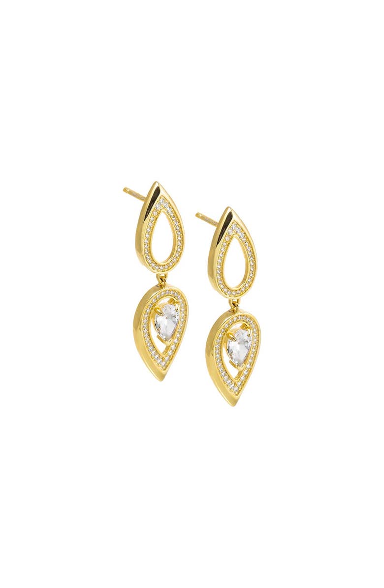 BY ADINA EDEN Pave Double Teardrop Fancy Drop Stud Earring, Main, color, 
