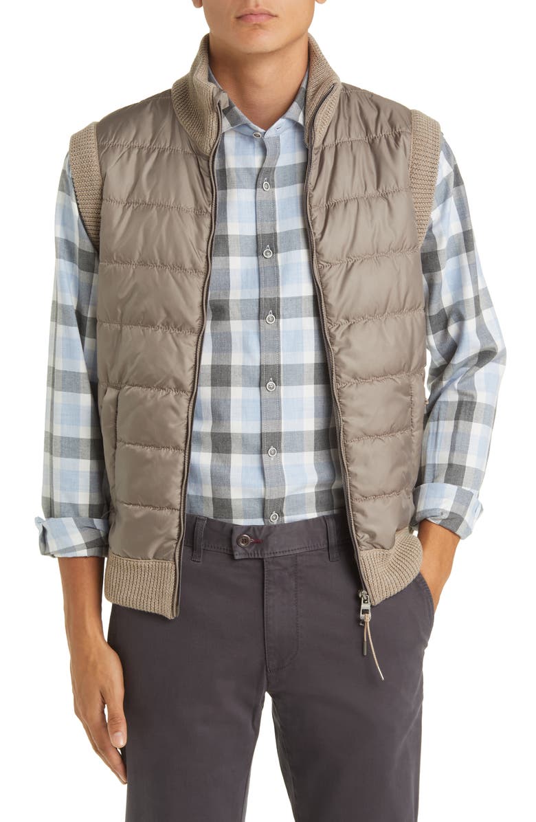 Brax Wyatt Hybrid Quilted Wool Blend Zip-Up Vest, Main, color, 