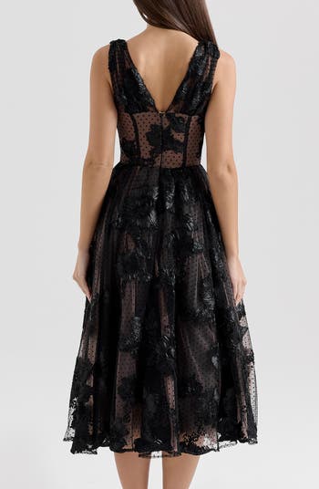 Sianna Lace Corset Cocktail Midi Dress