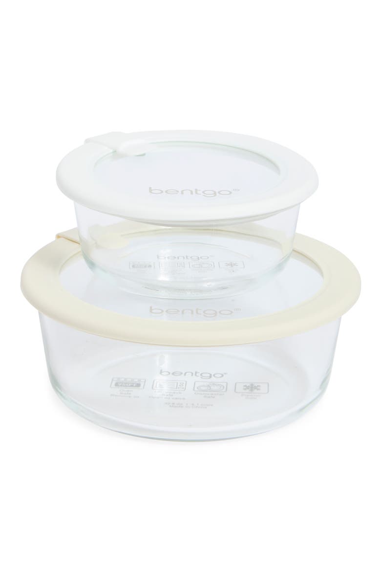 Set of 2 Assorted Glass Storage Containers with Lids, Main, color, WHITE STONE