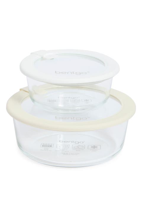 Set of 2 Assorted Glass Storage Containers with Lids