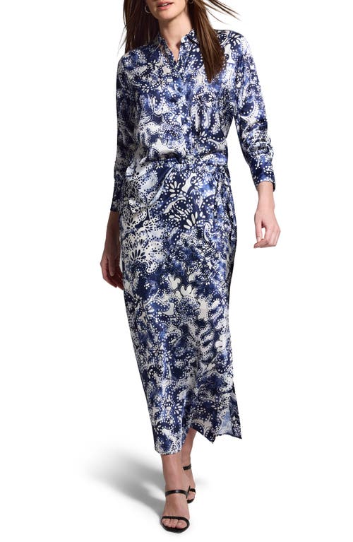 Shop Nic + Zoe Nic+zoe Twilight Blooms Button-up Shirt In Blue Multi