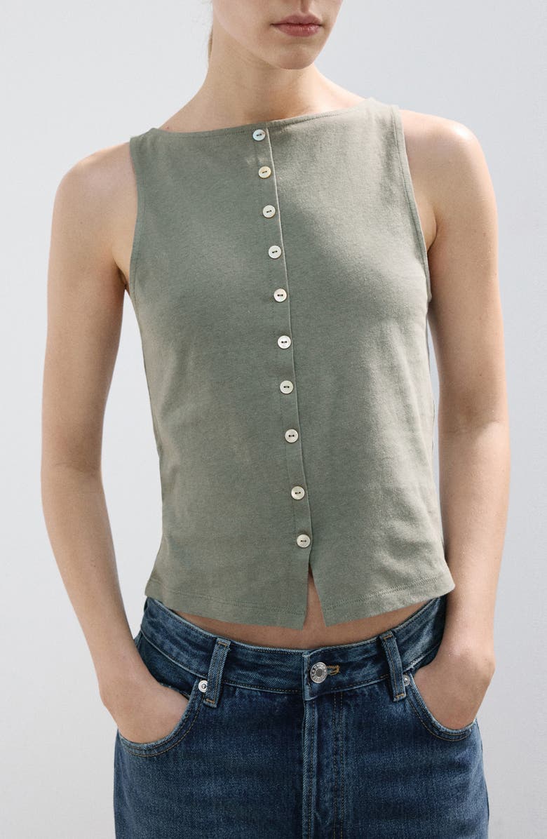 MANGO Button Front Tank, Main, color, Grey