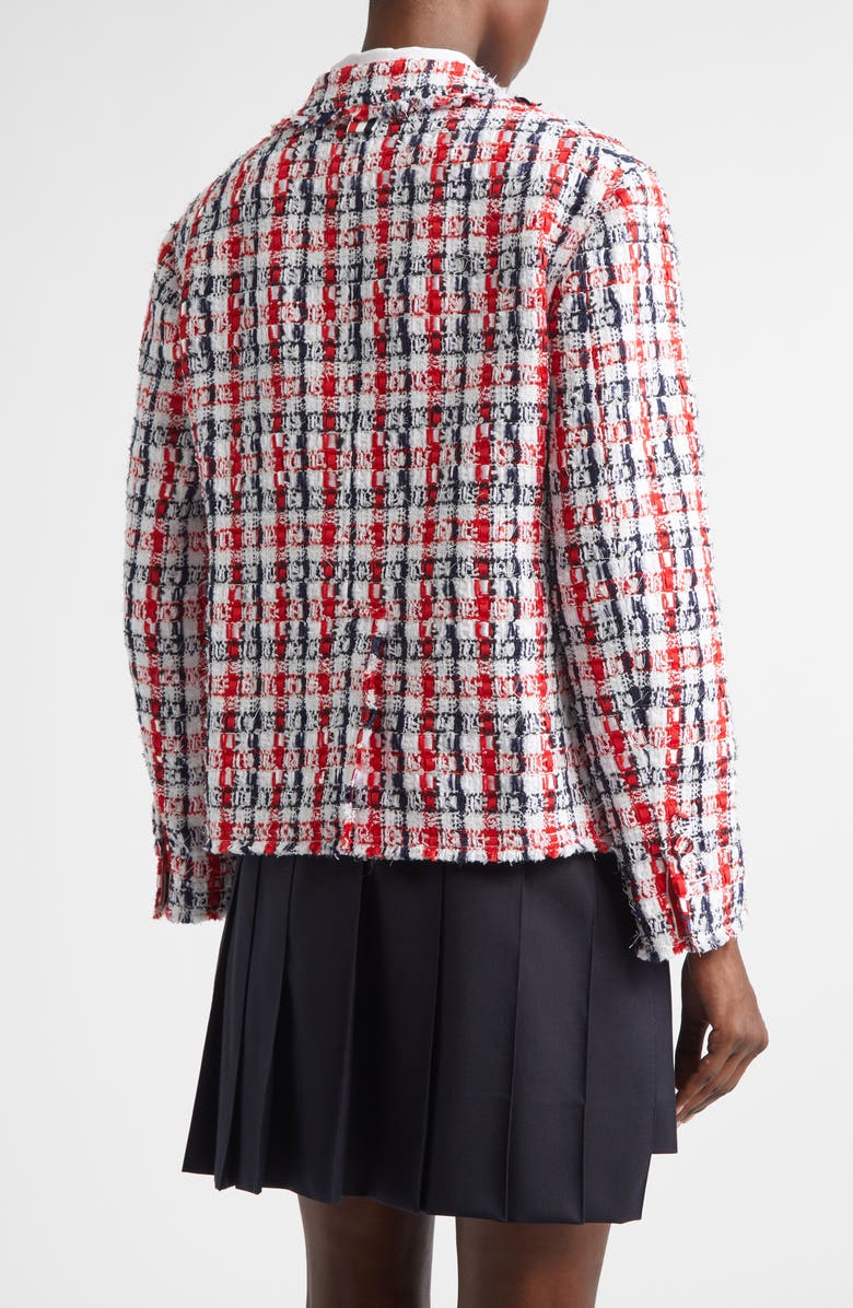 Thom Browne Shrunken Semi Semiconstructed Bouclé Tweed Sport Coat, Alternate, color, Red/White/Blue