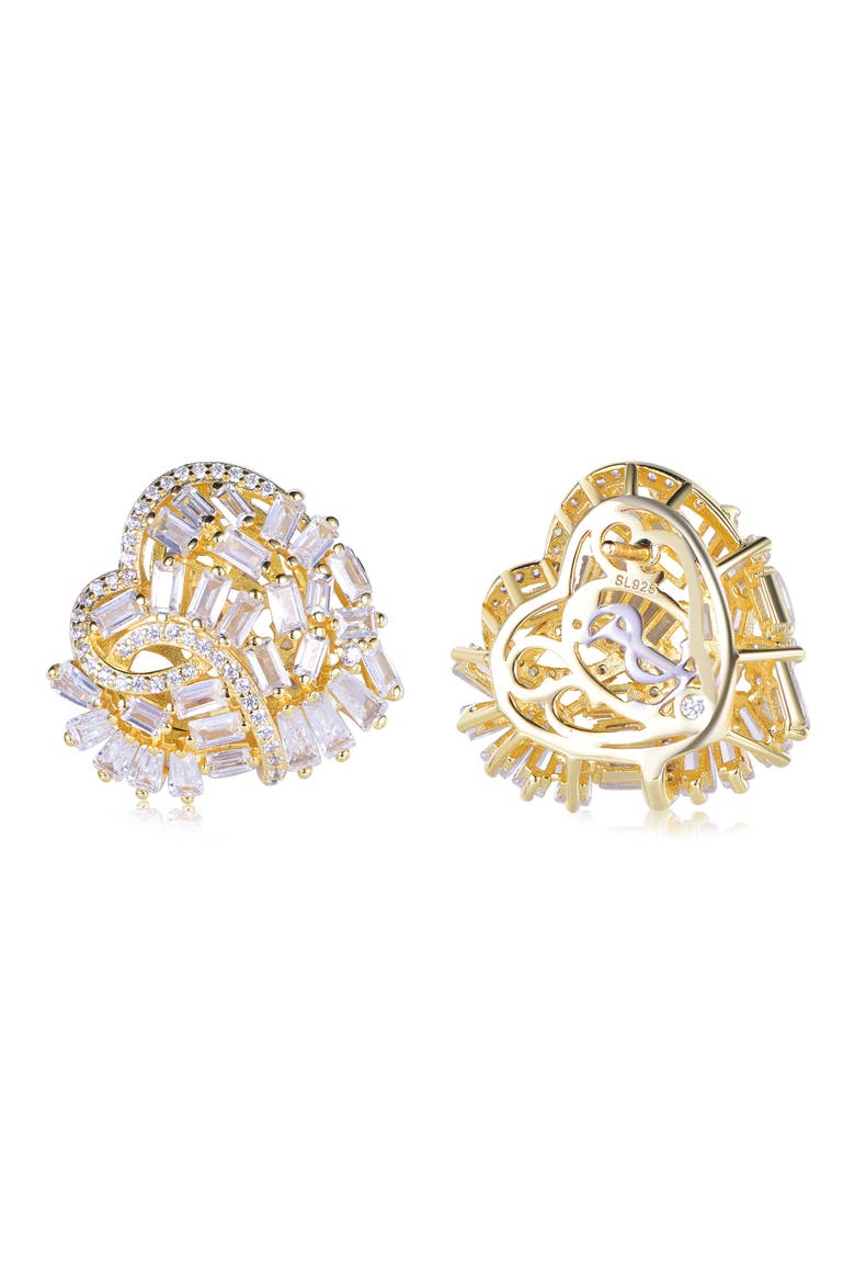Cubic Zirconia Cluster Heart Stud Earrings, Alternate, color, YELLOW