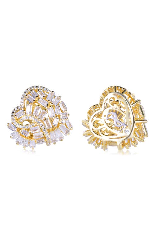 Suzy Levian Cubic Zirconia Cluster Heart Stud Earrings
