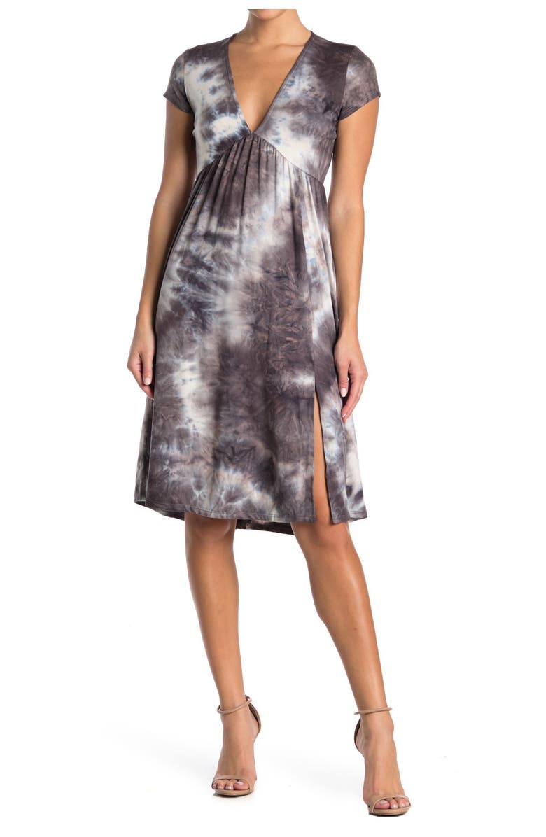 Socialite V-Neck Cap Sleeve Slit Midi Dress, Main, color, 