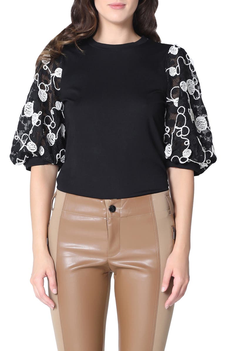 GRACIA Embroidered Puff Sleeve Top, Main, color, 