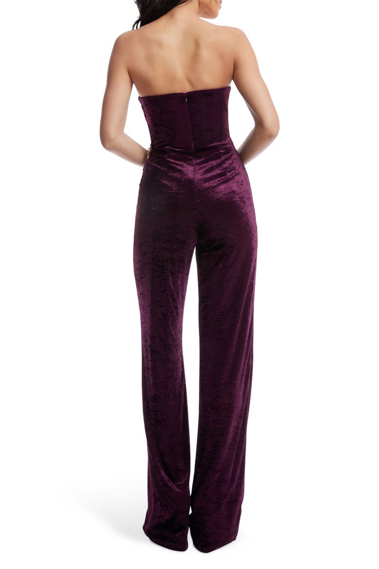 Beck Sequin Strapless Velvet Jumpsuit, Alternate, color, DEEP PLUM