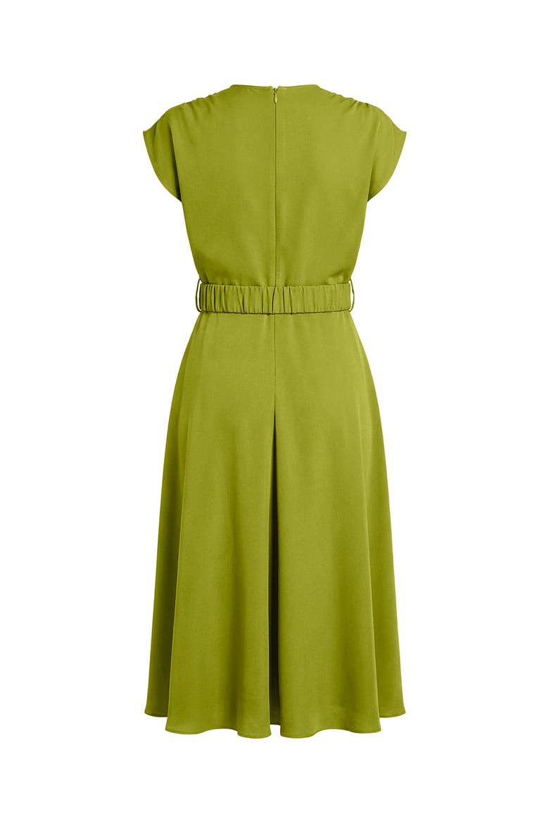 Sleeveless Midi Satin Dress with Belt, Alternate, color, Green