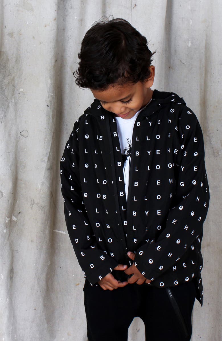 TINY TRIBE Hello Hooded Windbreaker, Alternate, color, 