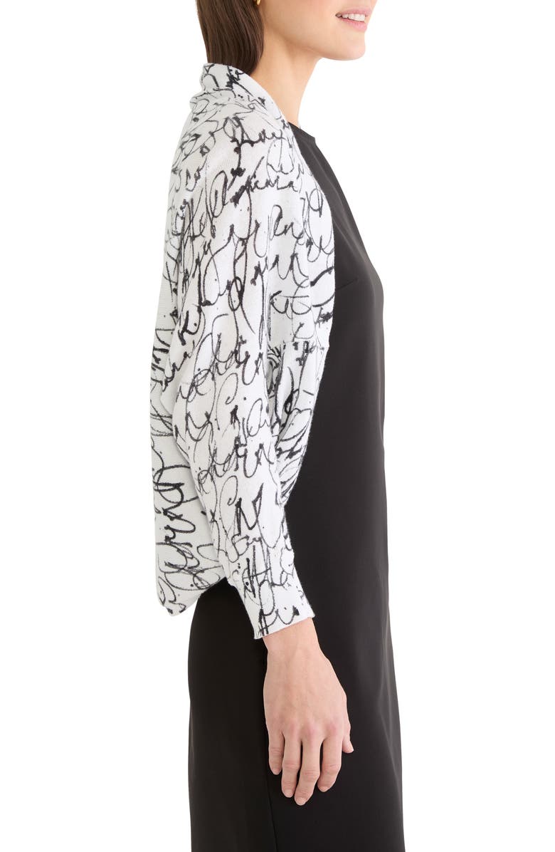 NIC+ZOE Cursive Cotton Blend Shrug Cardigan, Alternate, color, White Multi