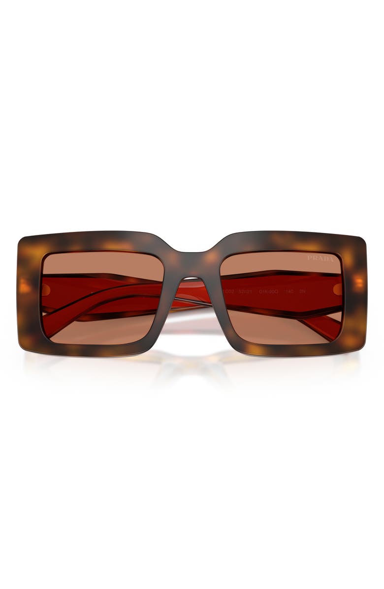 Prada 52mm Rectangular Sunglasses, Alternate, color, Juniper Tortoise / Brown
