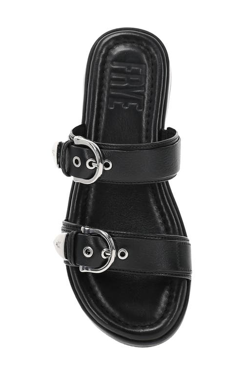 Frye Maya Buckle Platform Slide Sandal In Black