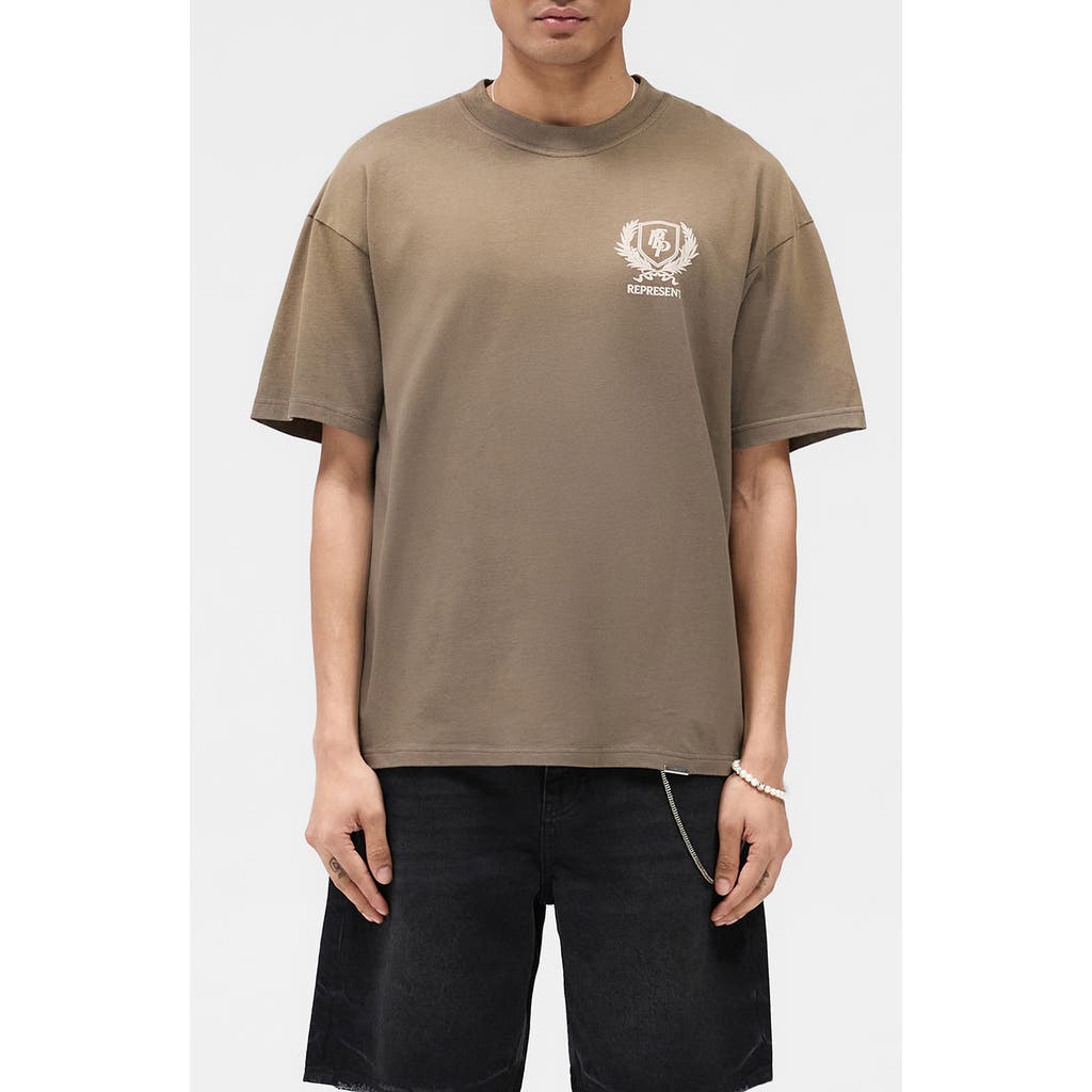 Represent Crest Oversize Graphic T-Shirt in Dark Taupe  product