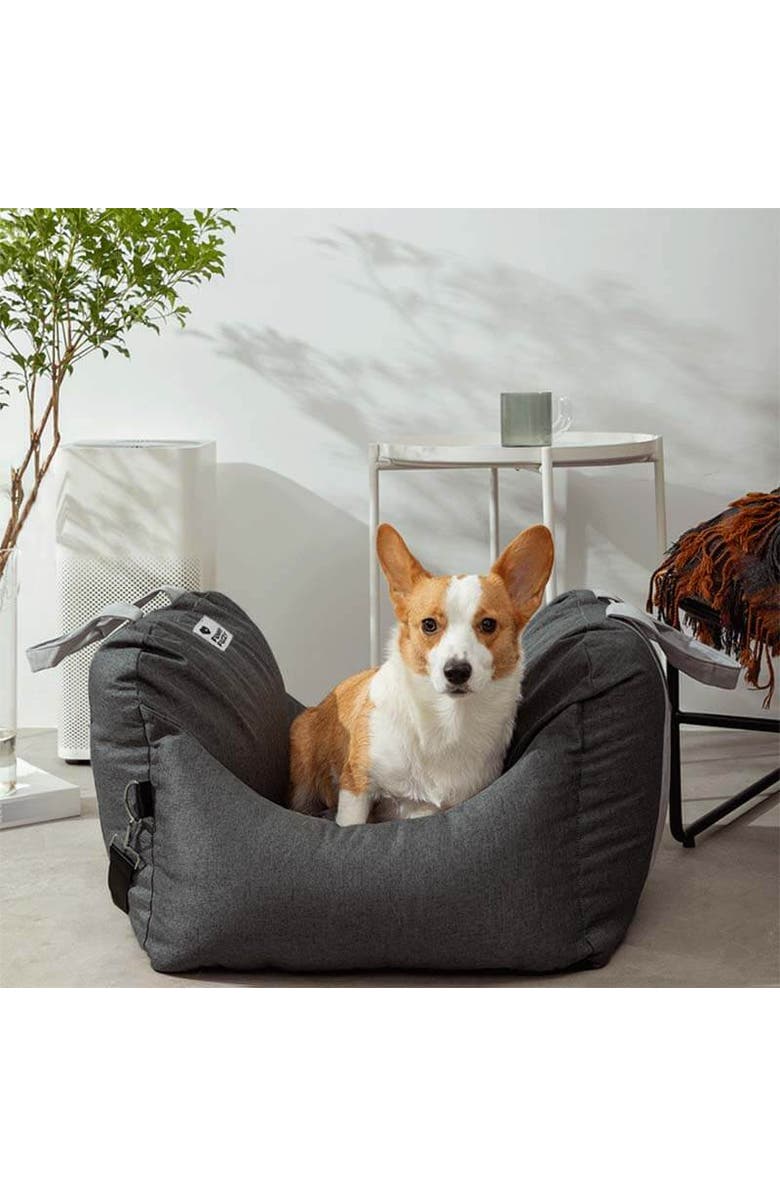 FunnyFuzzy First Class Dog Car Seat Bed, Alternate, color, Charcoal Grey
