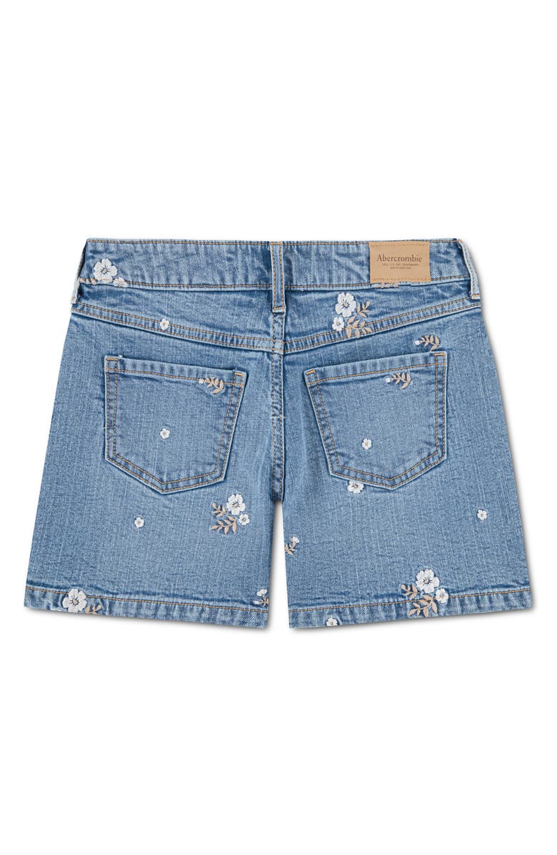 abercrombie kids Kids' Floral Toss Denim Shorts, Alternate, color, Cabin Blues