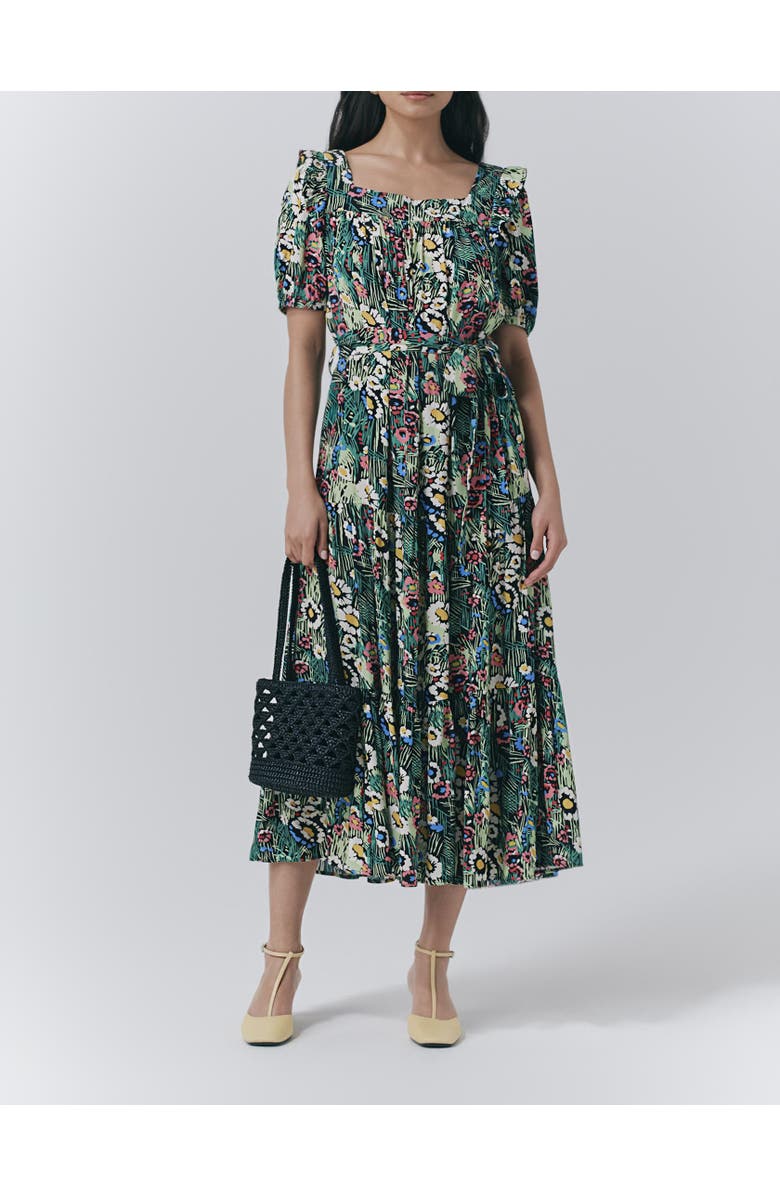 Ghost London Georgia Tiered Floral Midi Dress, Alternate, color, Meadow Floral