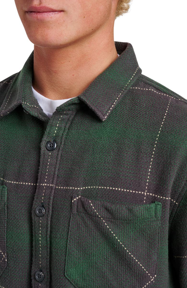 Quiksilver DNA Plaid Cotton Flannel Button-Up Overshirt, Alternate, color, Garden Topiary