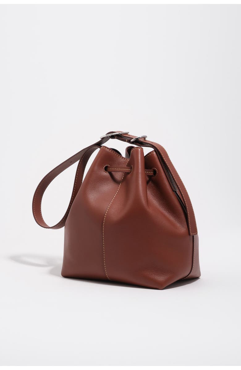 Bimba y Lola Large leather Carlino bucket bag, Alternate, color, Nut