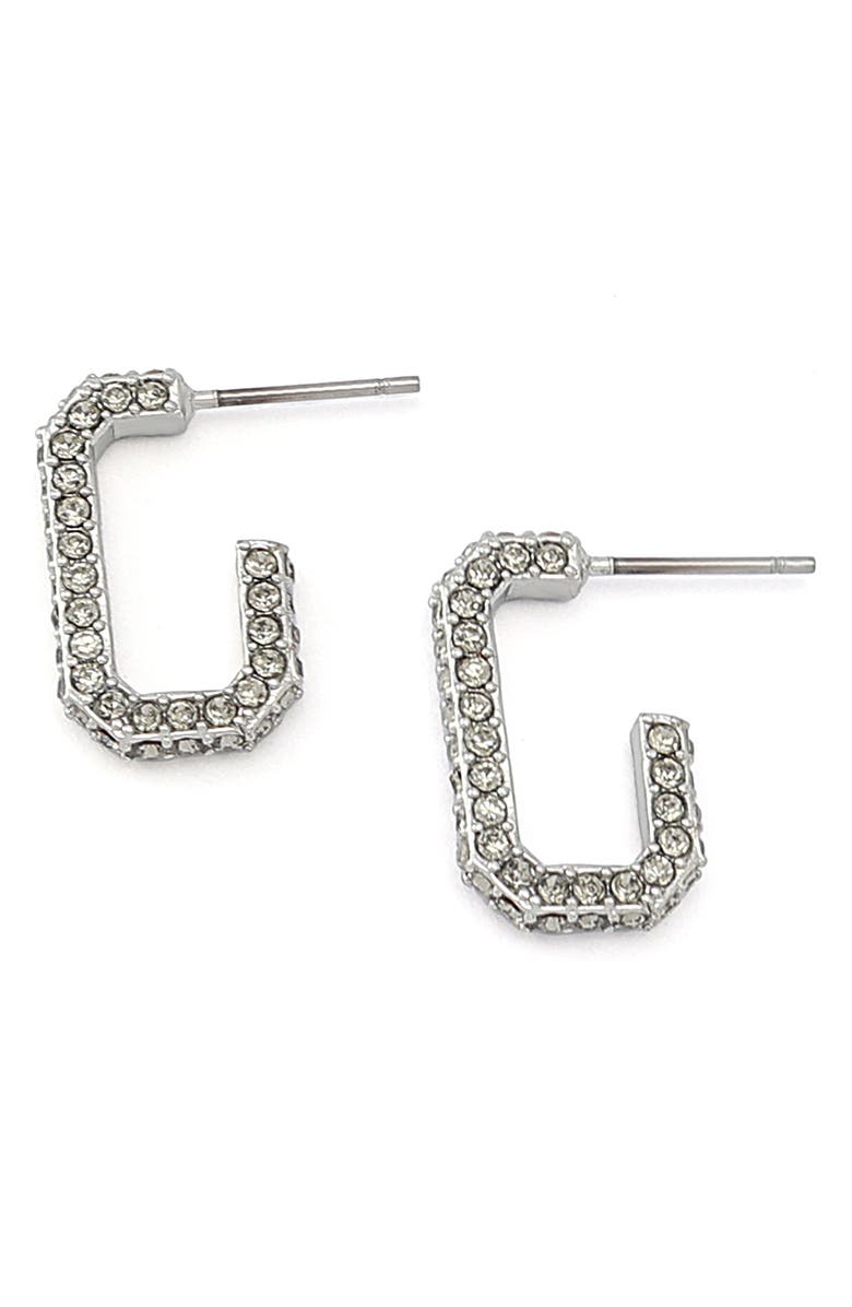 AllSaints Lori Pavé Huggie Hoop Earrings, Alternate, color, Rhodium