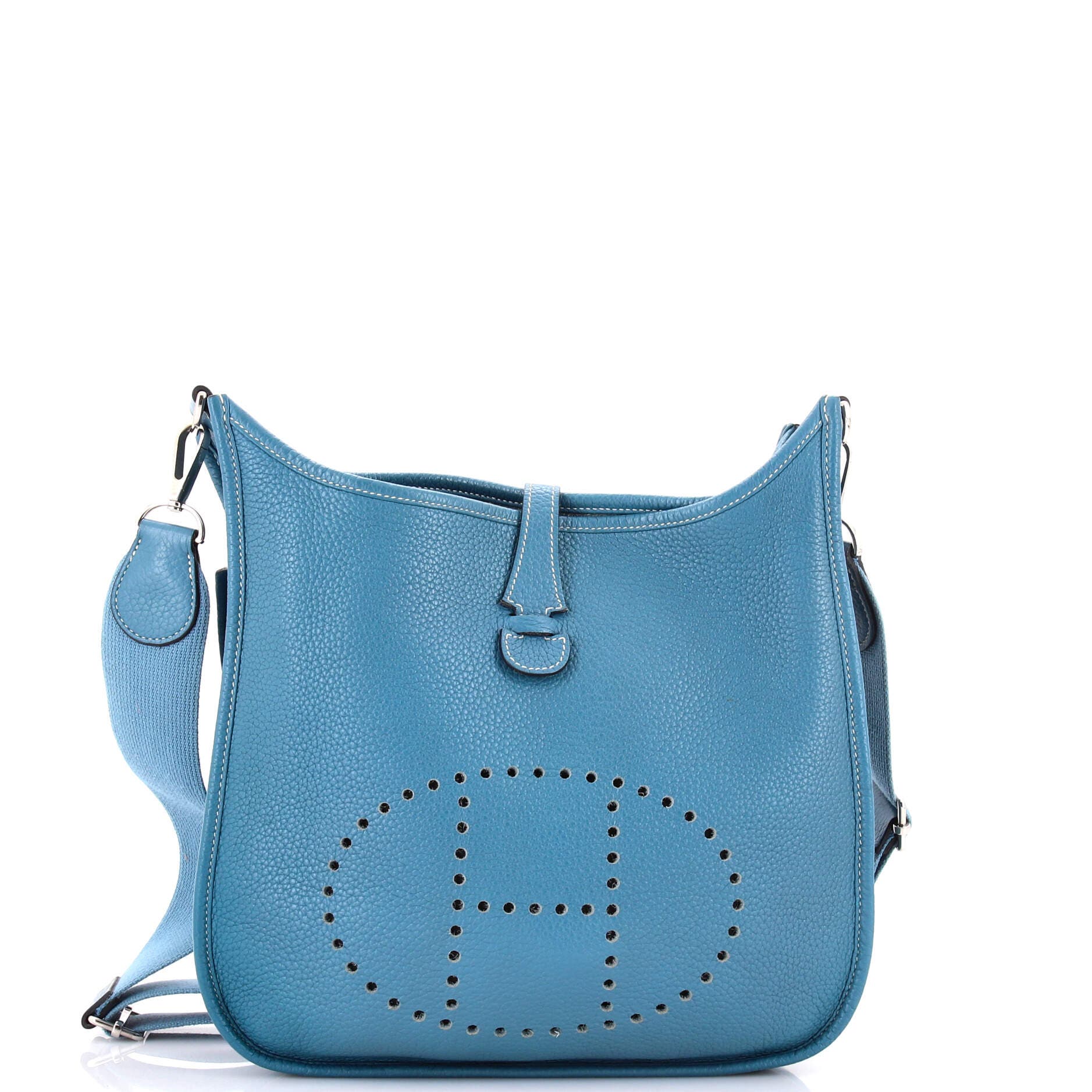 Pre-Owned Hermes Evelyne Bag Gen III Clemence PM, Main, color, Bleu Jean