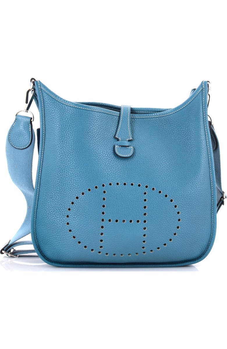 Pre-Owned Hermes Evelyne Bag Gen III Clemence PM, Main, color, Bleu Jean
