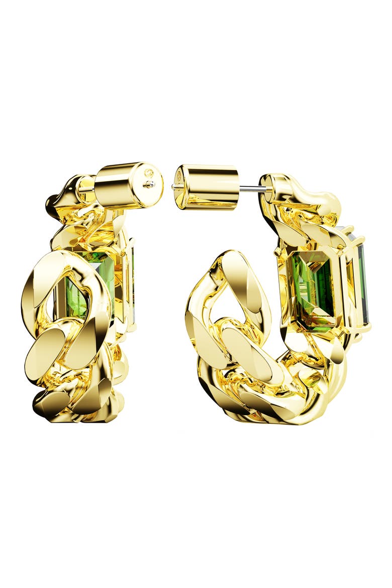 Millenia Octagon Cut Crystal Hoop Earrings, Alternate, color, GREEN